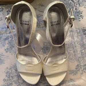 Stuart Weitzman white open toe Heels